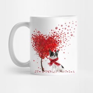 Valentine's Day Heart Tree Love White Long Haired Chihuahua Mug